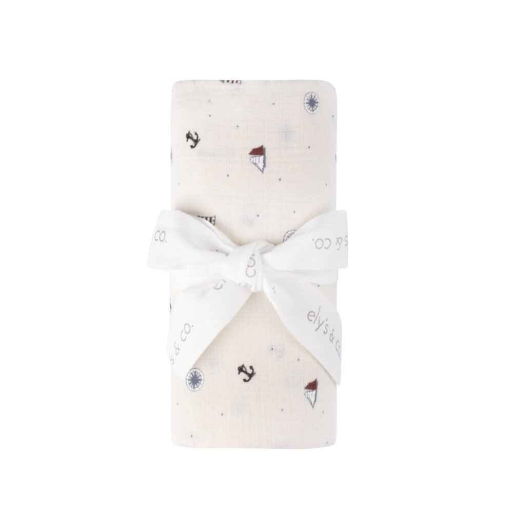 Cotton - Printed Nautical Collection - Muslin Swaddle - Image 4