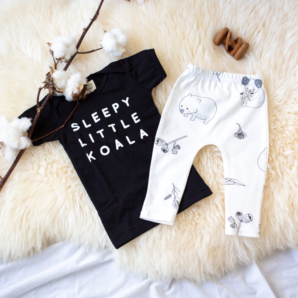 Organic Baby Sleepy Koala Black T-shirt - Image 3