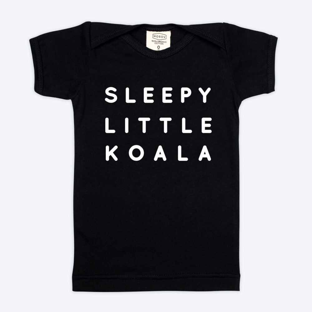 Organic Baby Sleepy Koala Black T-shirt - Image 2